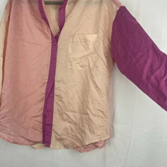 Vestique Pink And Beige Color block Button Down Shirt Size M - Picture 3 of 9